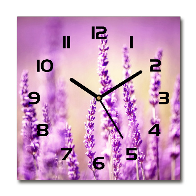 Horloge carrée en verre Lavande violette