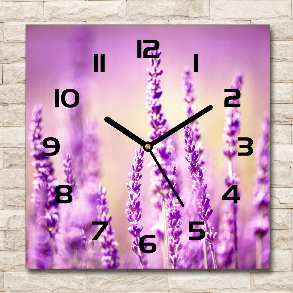 Horloge carrée en verre Lavande violette