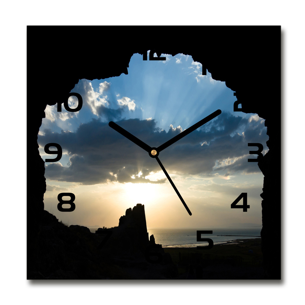 Horloge carrée en verre Coucher de soleil nuages