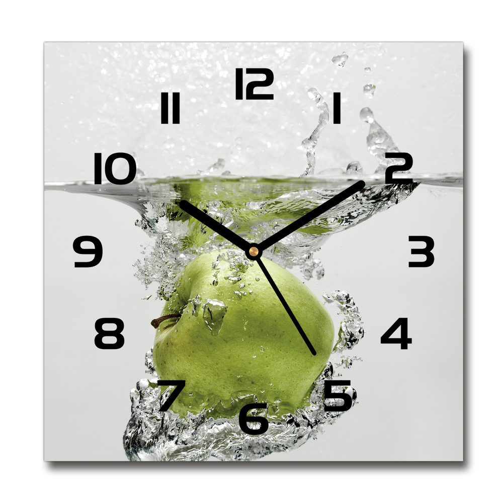 Horloge carrée en verre Pomme sous l'eau