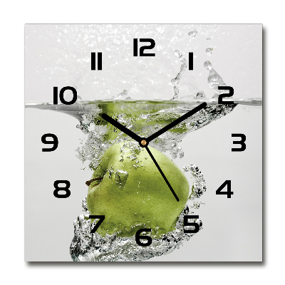 Horloge carrée en verre Pomme sous l'eau