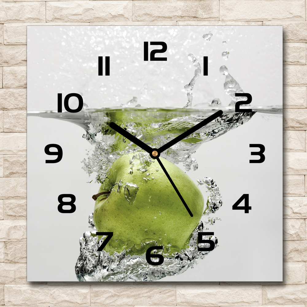 Horloge carrée en verre Pomme sous l'eau