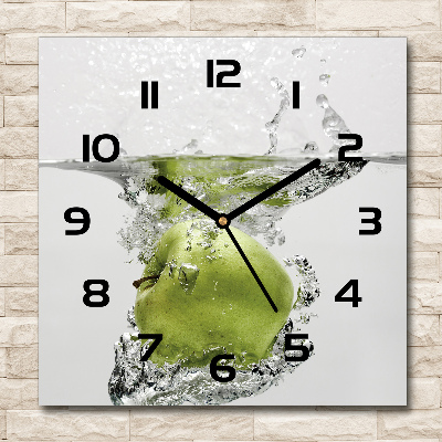 Horloge carrée en verre Pomme sous l'eau