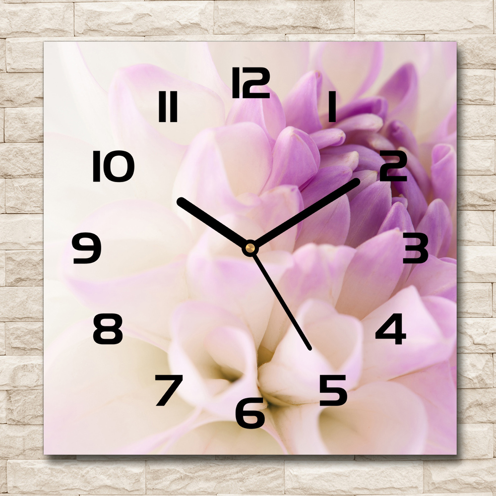 Horloge carrée en verre Dahlia blanc