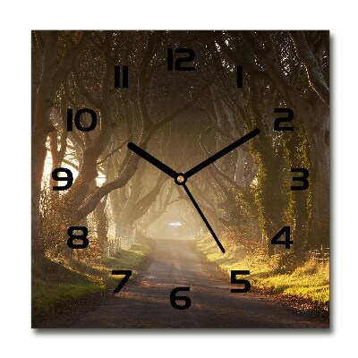 Horloge carrée en verre Brouillard dans la forêt