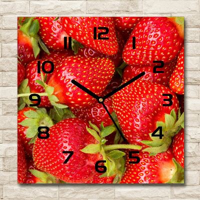 Horloge carrée en verre Motif de la fraise