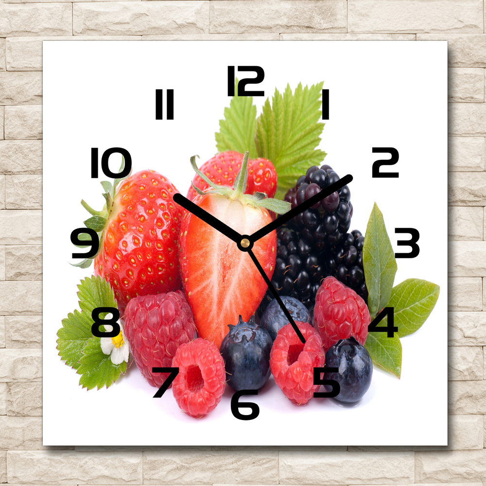 Horloge murale carrée Fruits des bois