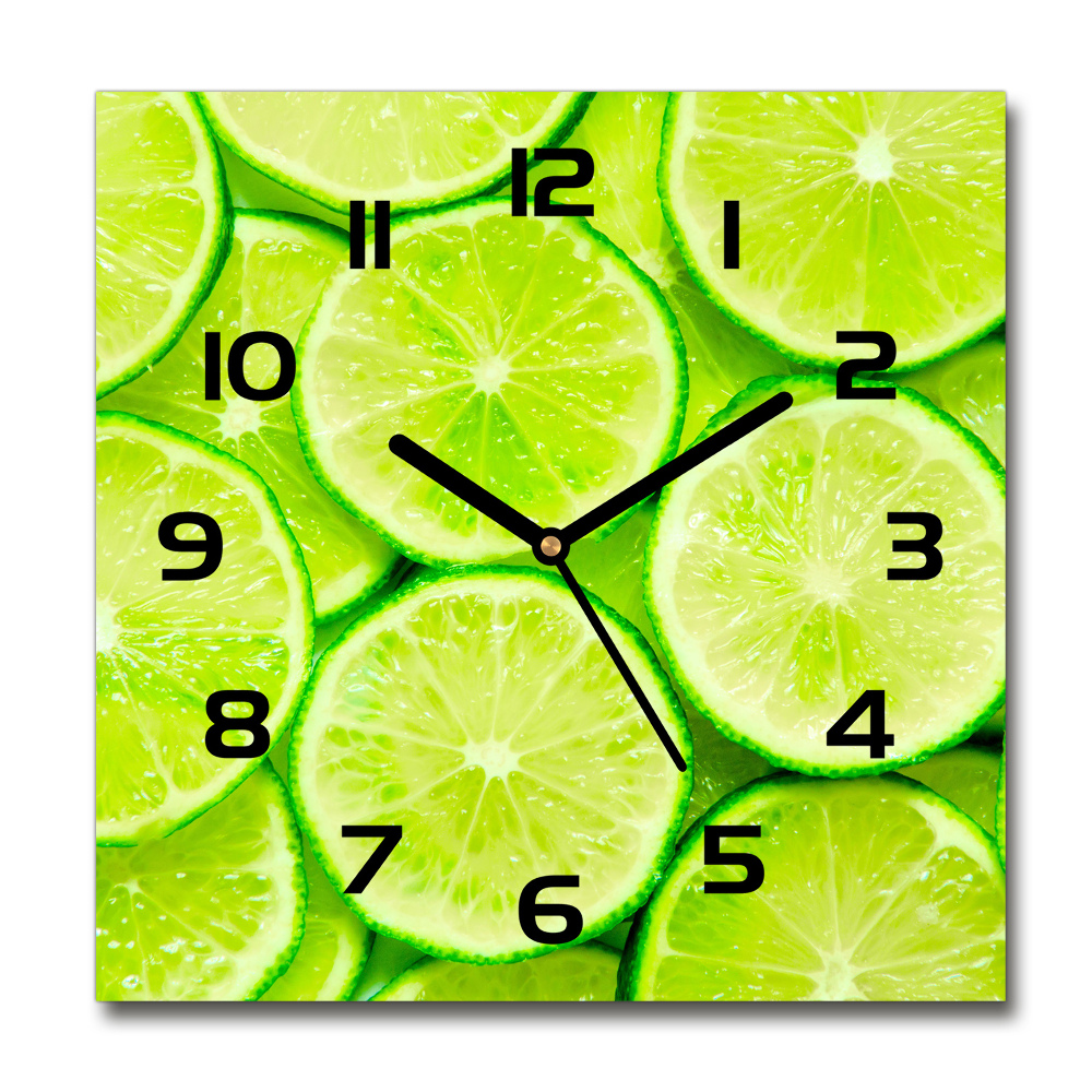 Horloge carrée en verre Motif citron vert