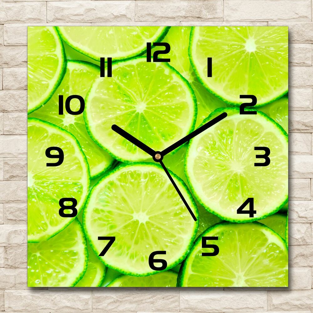 Horloge carrée en verre Motif citron vert