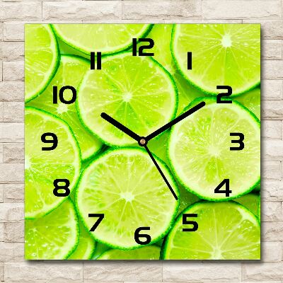 Horloge carrée en verre Motif citron vert