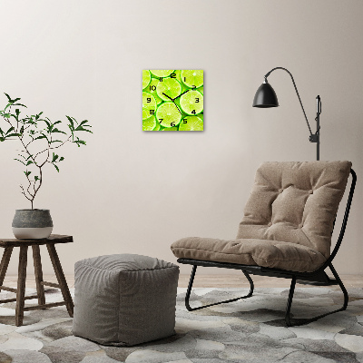 Horloge carrée en verre Motif citron vert