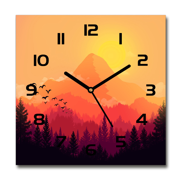 Horloge carrée en verre Paysage montagneux
