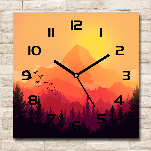 Horloge carrée en verre Paysage montagneux