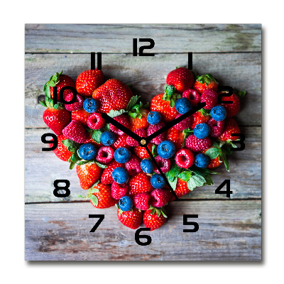 Horloge carrée en verre Coeur de fruit