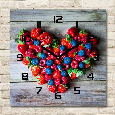 Horloge carrée en verre Coeur de fruit