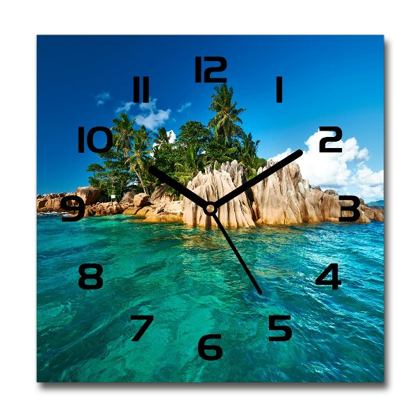 Horloge carrée en verre Île tropicale