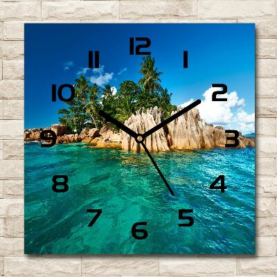 Horloge carrée en verre Île tropicale