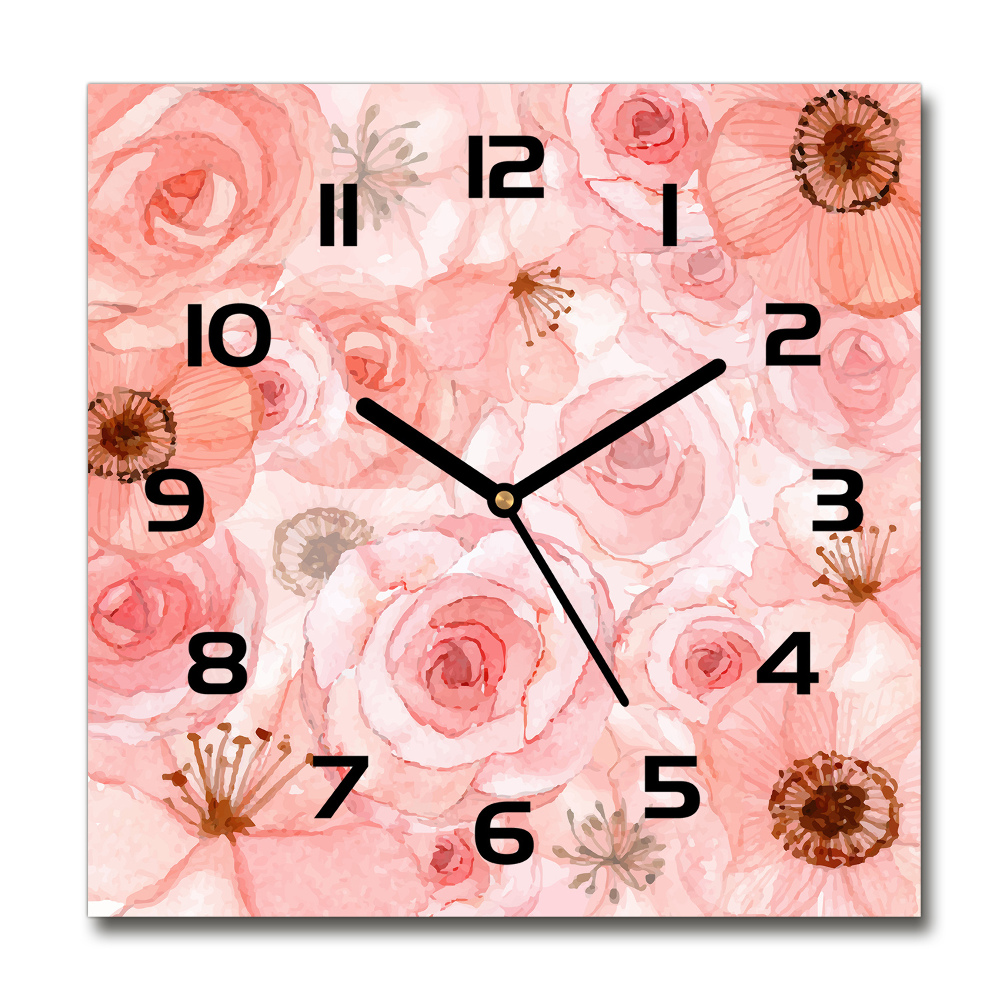 Horloge carrée en verre Motif floral