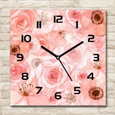 Horloge carrée en verre Motif floral