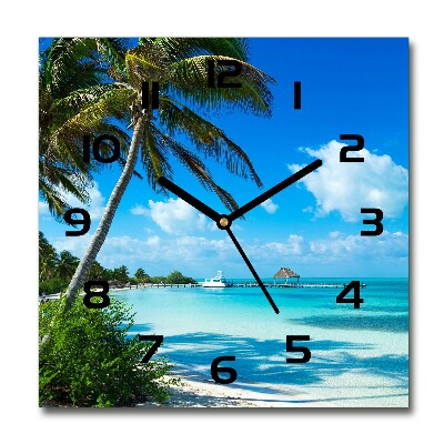 Horloge murale carrée Plage tropicale