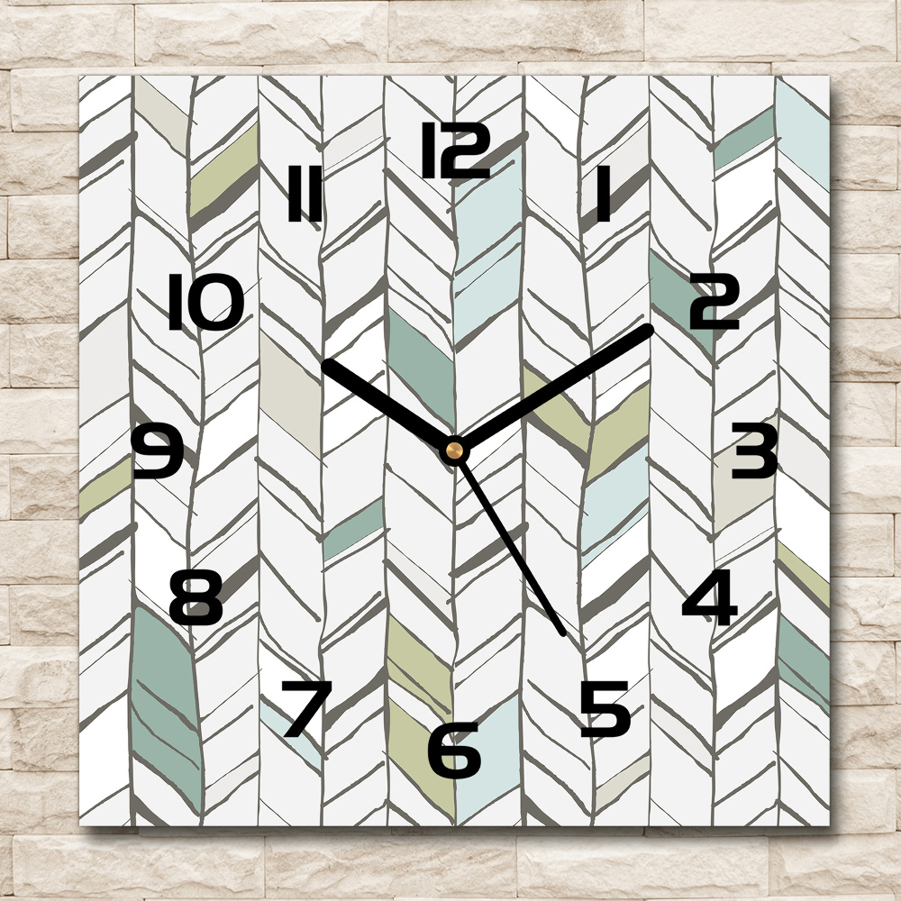 Horloge carrée en verre Motif à chevrons