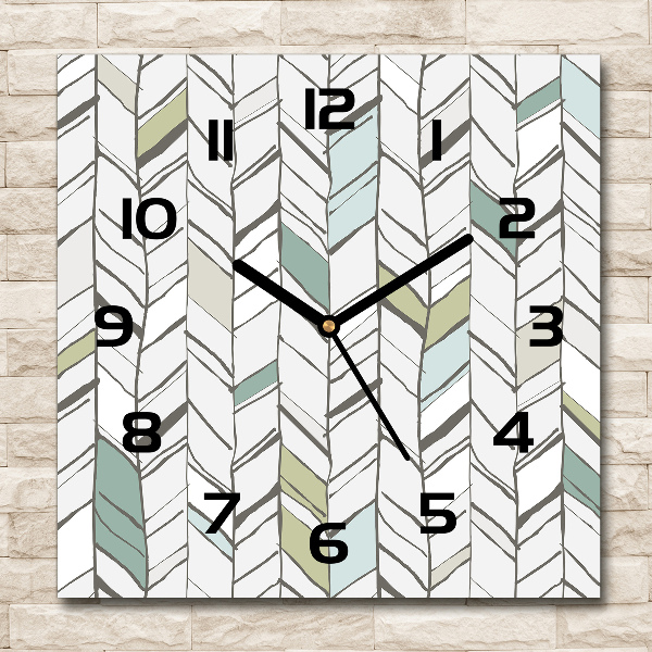 Horloge carrée en verre Motif à chevrons