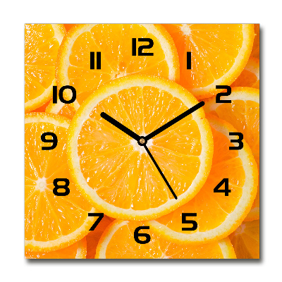 Horloge carrée en verre Tranches d'orange