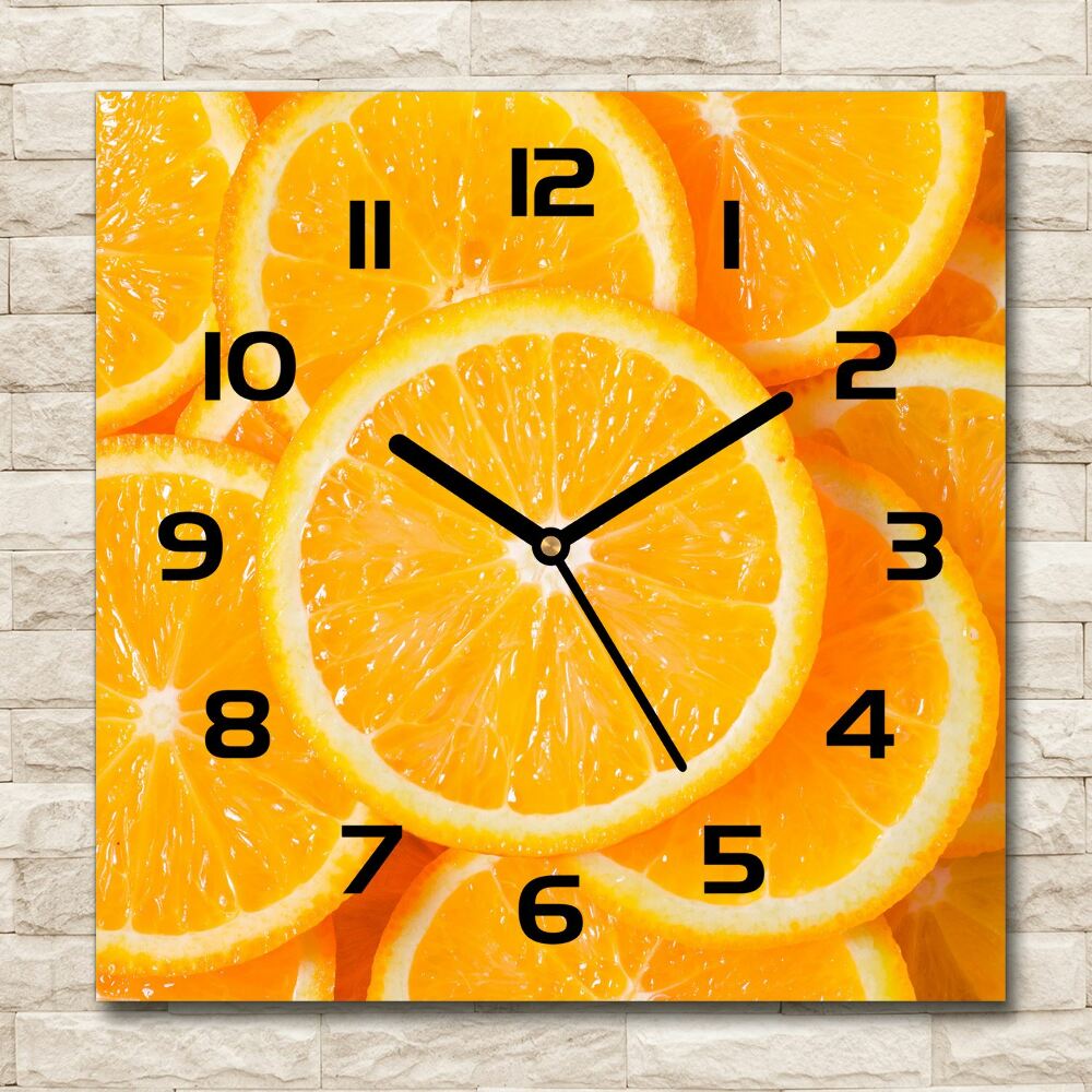 Horloge carrée en verre Tranches d'orange