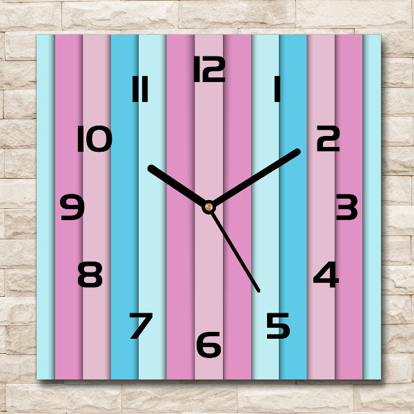 Horloge carrée en verre Rayures colorées