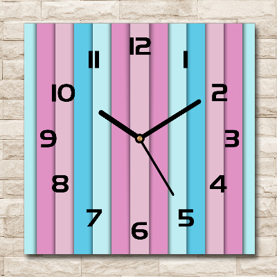 Horloge carrée en verre Rayures colorées