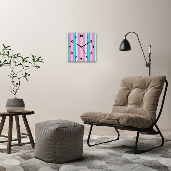 Horloge carrée en verre Rayures colorées