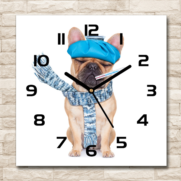 Horloge murale carrée Chien malade