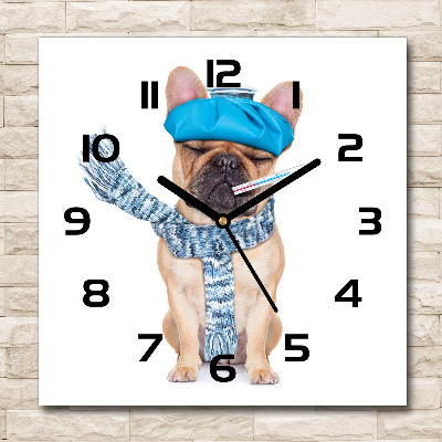 Horloge murale carrée Chien malade