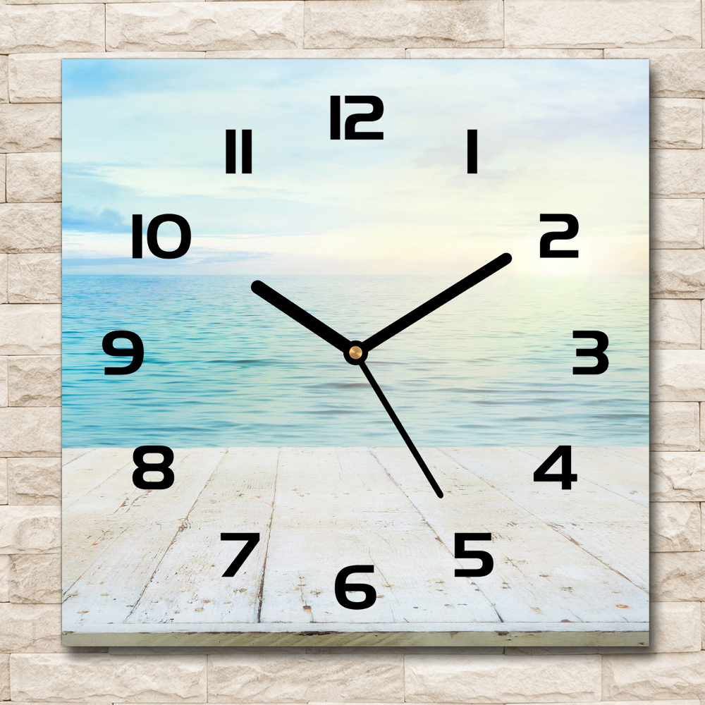 Horloge carrée en verre Mer