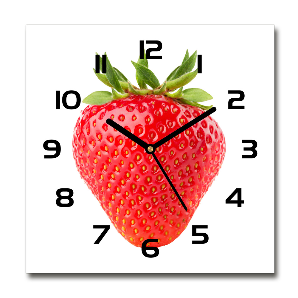 Horloge carrée en verre Fraises