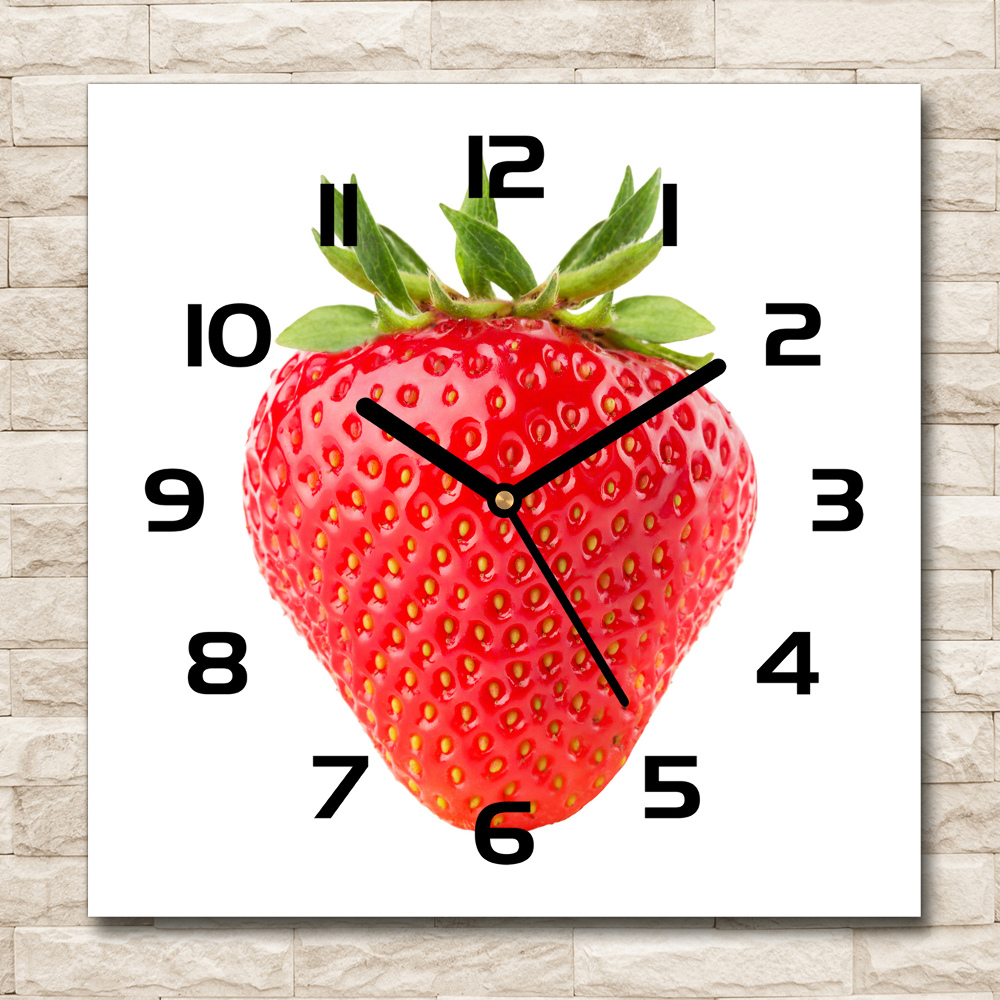 Horloge carrée en verre Fraises