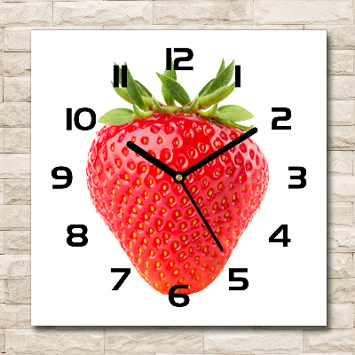 Horloge carrée en verre Fraises