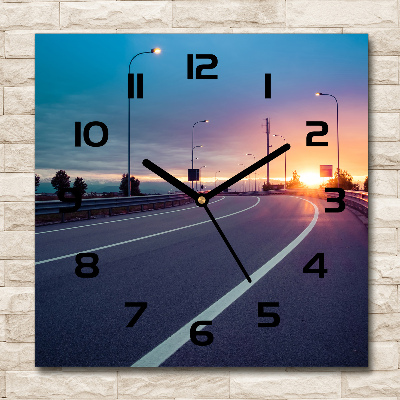 Horloge carrée en verre Autoroute