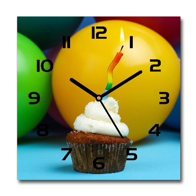 Horloge carrée en verre Gâteau d'anniversaire