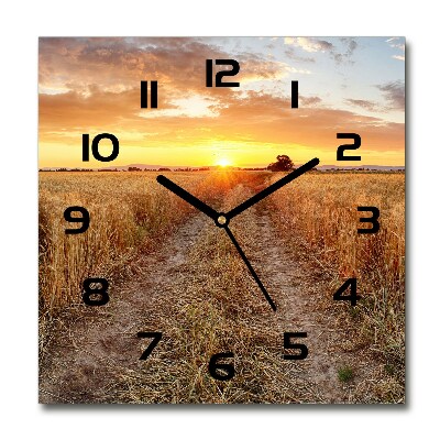 Horloge carrée en verre Champ de blé