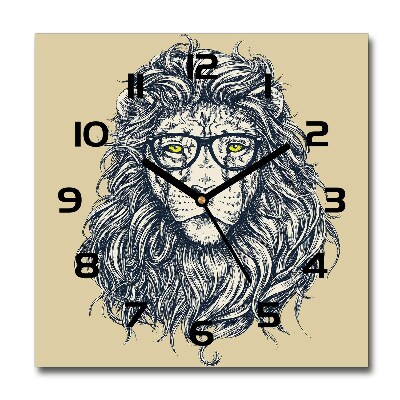 Pendule carrée en verre Lion hipster