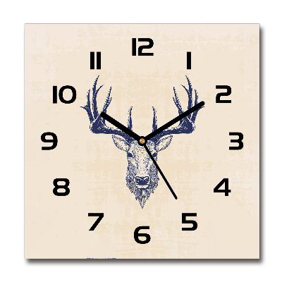Horloge carrée en verre Défense de cerf