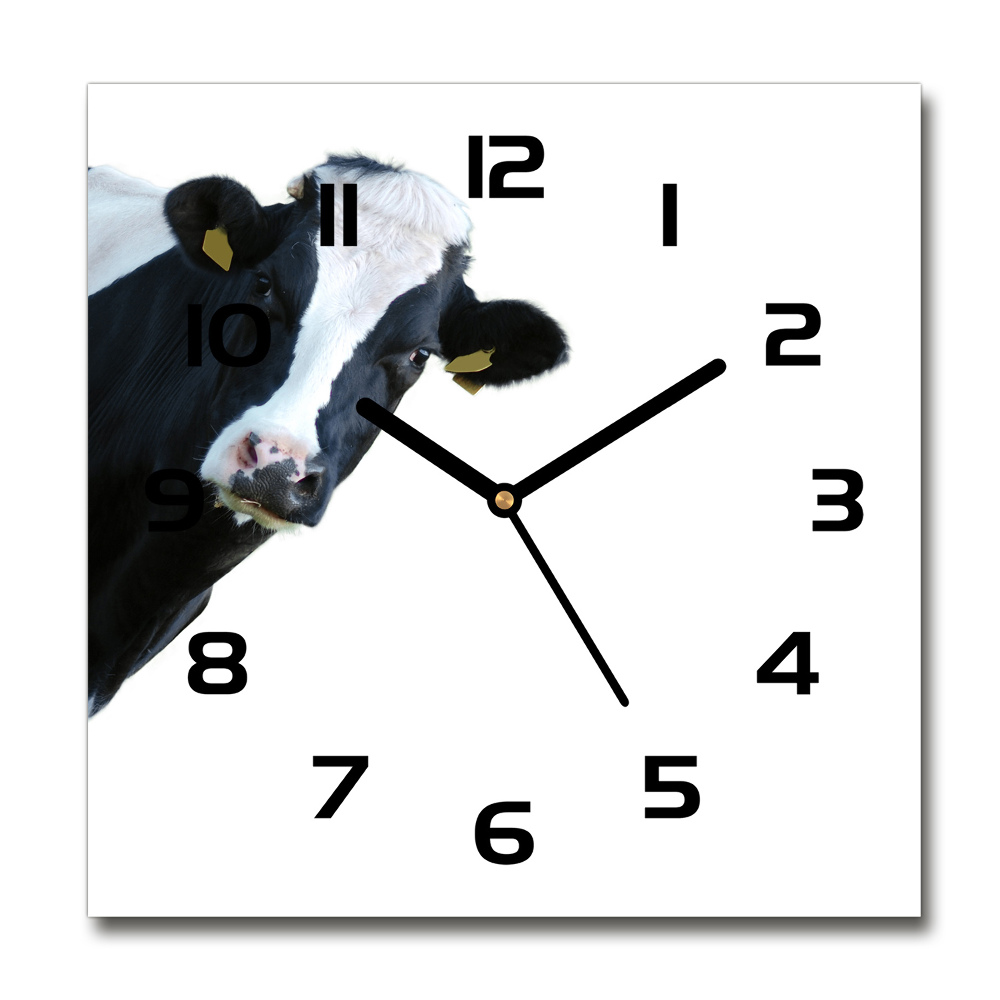 Horloge carrée en verre Vache