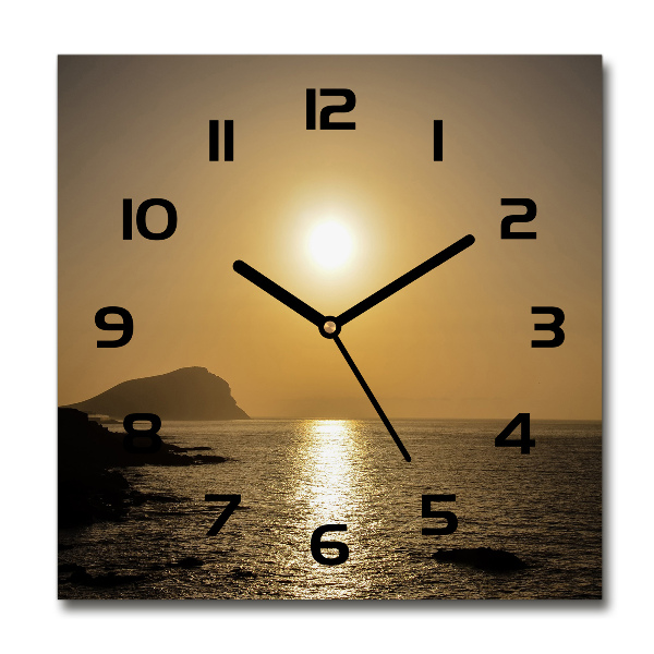 Horloge murale carrée Coucher de soleil sur la mer