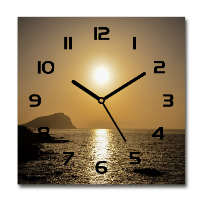 Horloge murale carrée Coucher de soleil sur la mer