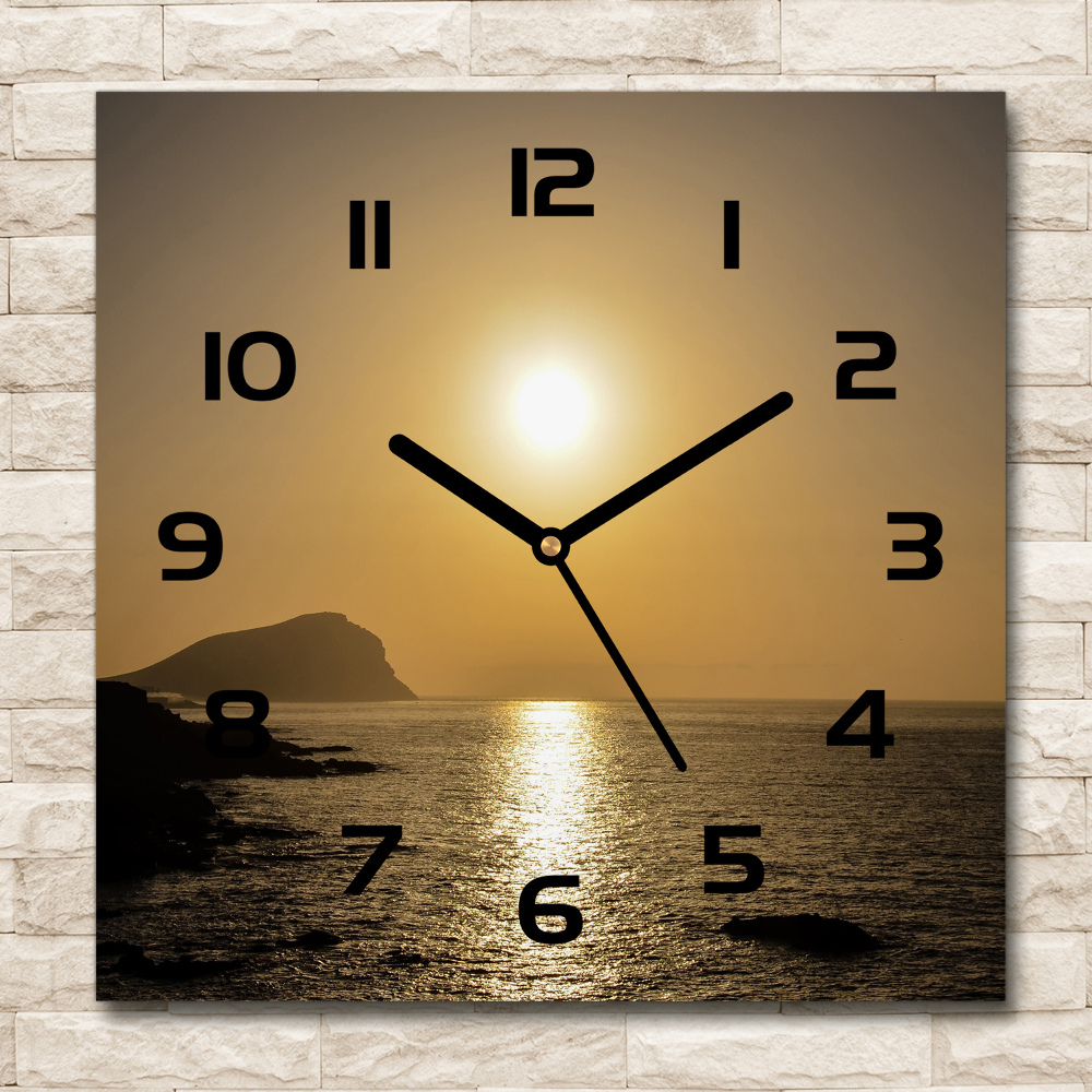 Horloge murale carrée Coucher de soleil sur la mer