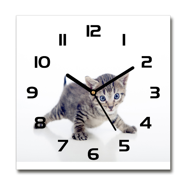 Horloge carrée en verre Petit chat