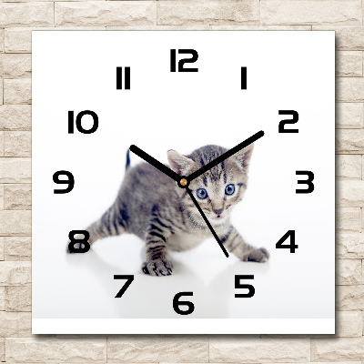 Horloge carrée en verre Petit chat