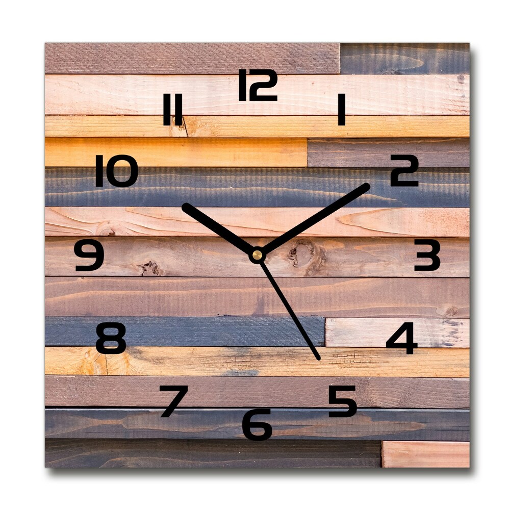 Horloge carrée en verre Mur en bois