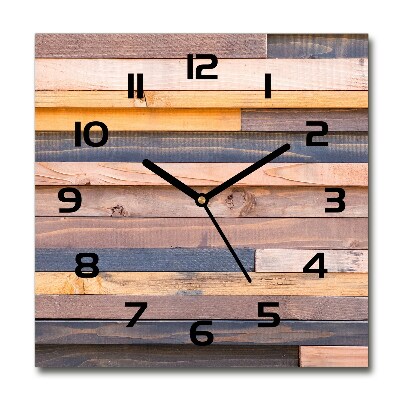 Horloge carrée en verre Mur en bois